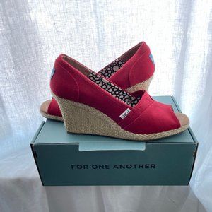 Toms Red Wedge Sandals